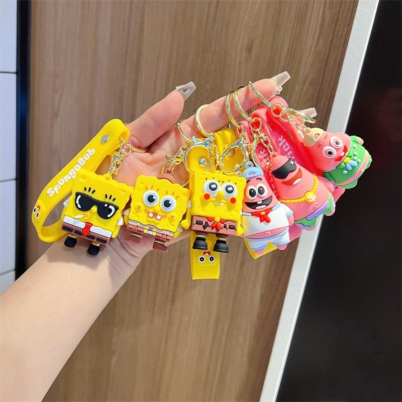 Creative Cartoon SpongeBob Key Chain Trendy Cool Big Eyes Cute Pie Star SpongeBob Key Chain Men and Women's Pendants