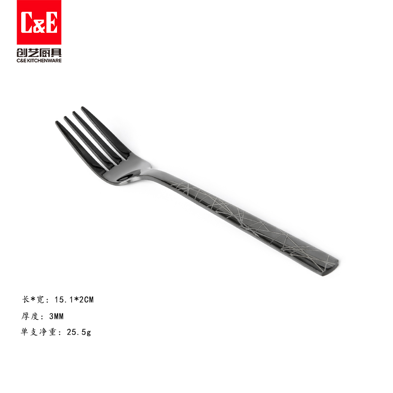 C&E Creative Tableware 6-piece Set: Stainless Steel tableware for knives, forks and spoons, steak knives, dessert spoons and forks, kitchenware, hotel and restaurant household pic 7