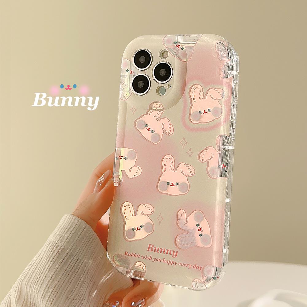 Pink Rabbit Iphone14 Mobile Phone Shell for iPhone 12 Creative 14promax for 13 Laser 11 Transparent 13pro Female