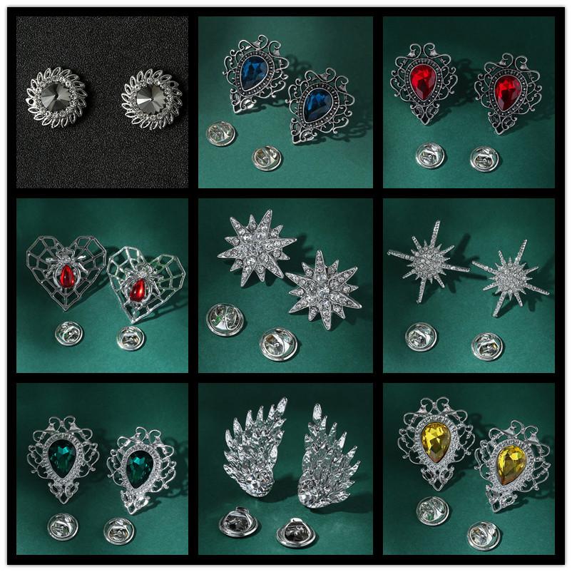 european and american trendy men's clothing corner fashion diamond collar pin amazon hot selling clothing neckline decorative water drop brooch