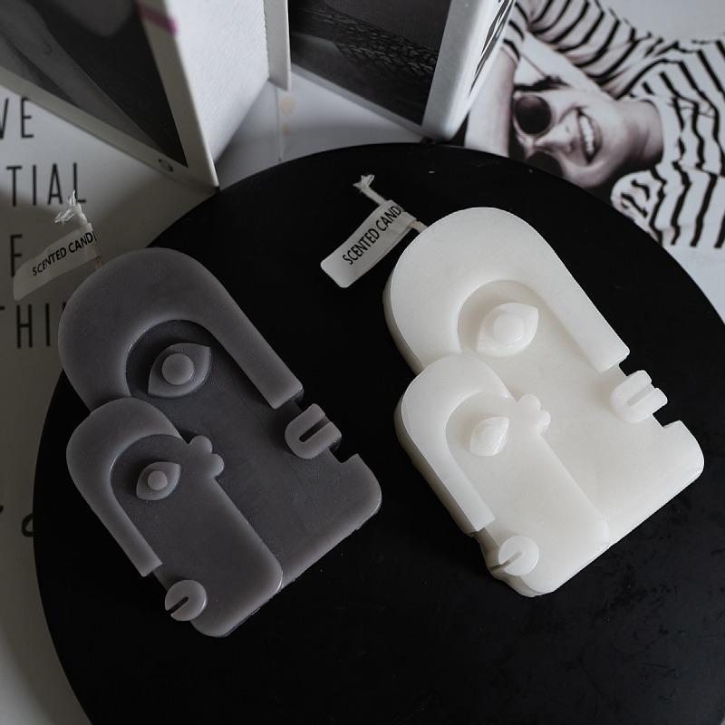 geometric left and right side face aromatherapy candle foreign trade recommend simple stroke abstract face decoration gift candle