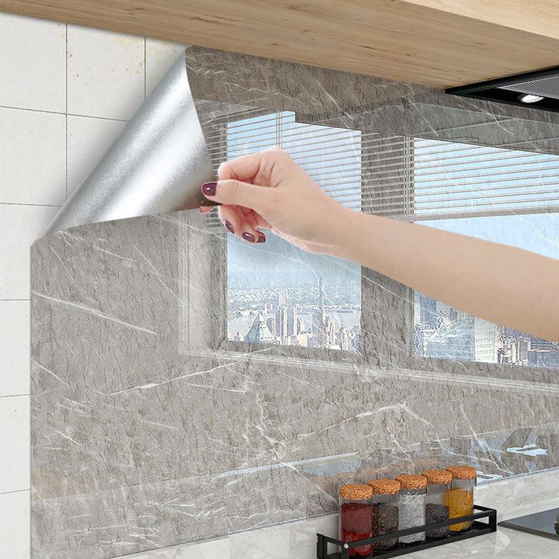 kitchen wallpaper waterproof oil-proof smoke-proof stickers high temperature resistant marble good-looking furniture renovation stove protective film