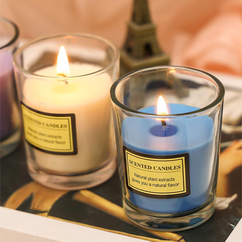 Household Organic Essence Oil Aromatherapy Candle DIY Outdoor Windproof Transparent Glass Cup Low Temperature Smokeless Candle
