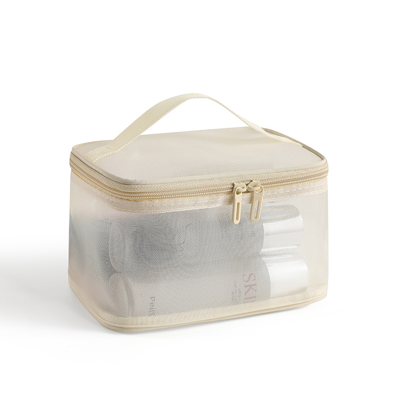 2024 New nylon mesh single and double layer makeup bag, large-capacity portable mesh toiletry bag, cosmetics storage bag detail image 14