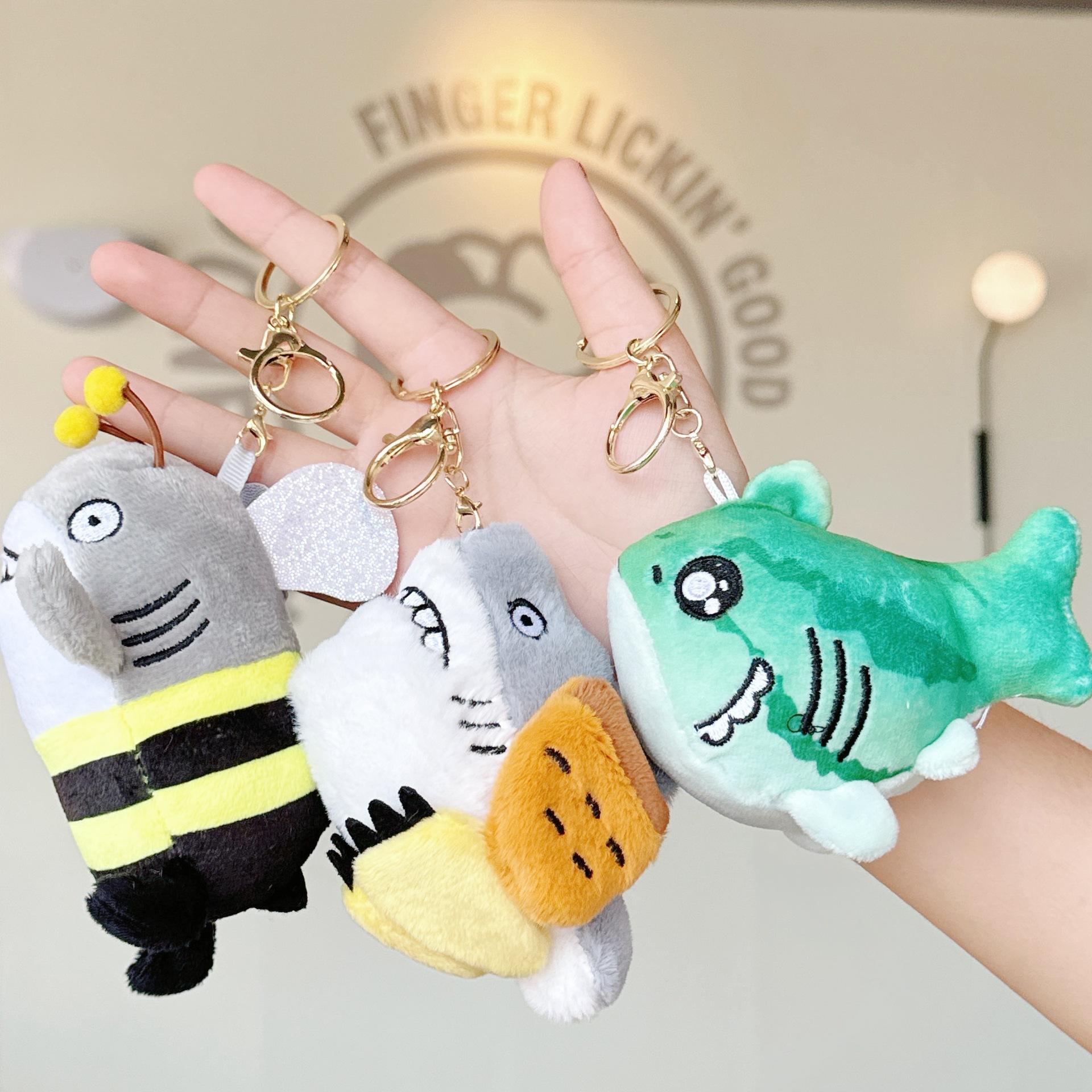 Best-Seller on Douyin Funny Shark Pendant Plush Toy Doll Shark Fork Shark Melon Cloth Doll Bag Keychain Ornaments