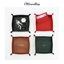 fashion trend pu leather jewelry makeup goods tray desktop sundries convenient key storage box home dining tray