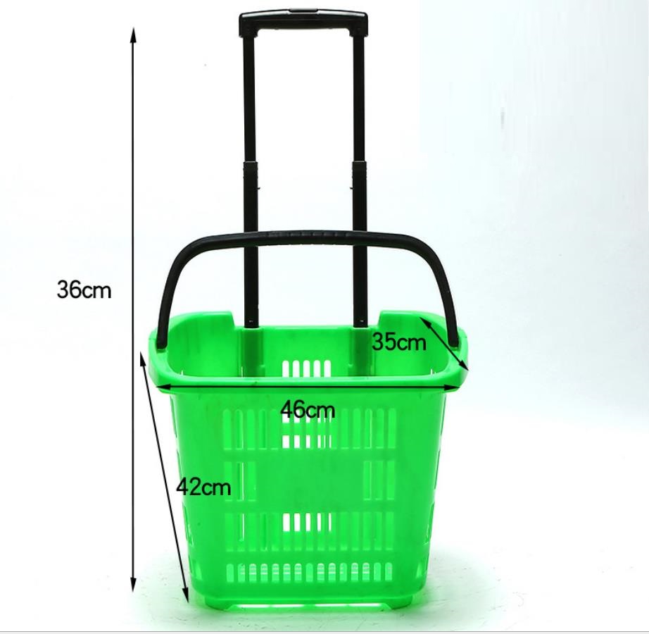 Factory direct sales of plastic wheeled trolley baskets for supermarkets and metal trolley baskets for shopping malls Item Picture