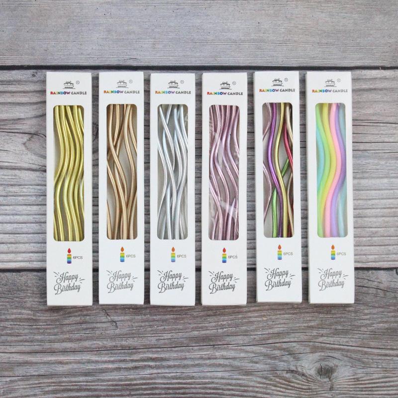 wholesale internet celebrity birthday cake candle curve thread candle gold plated curve candle boxed candle