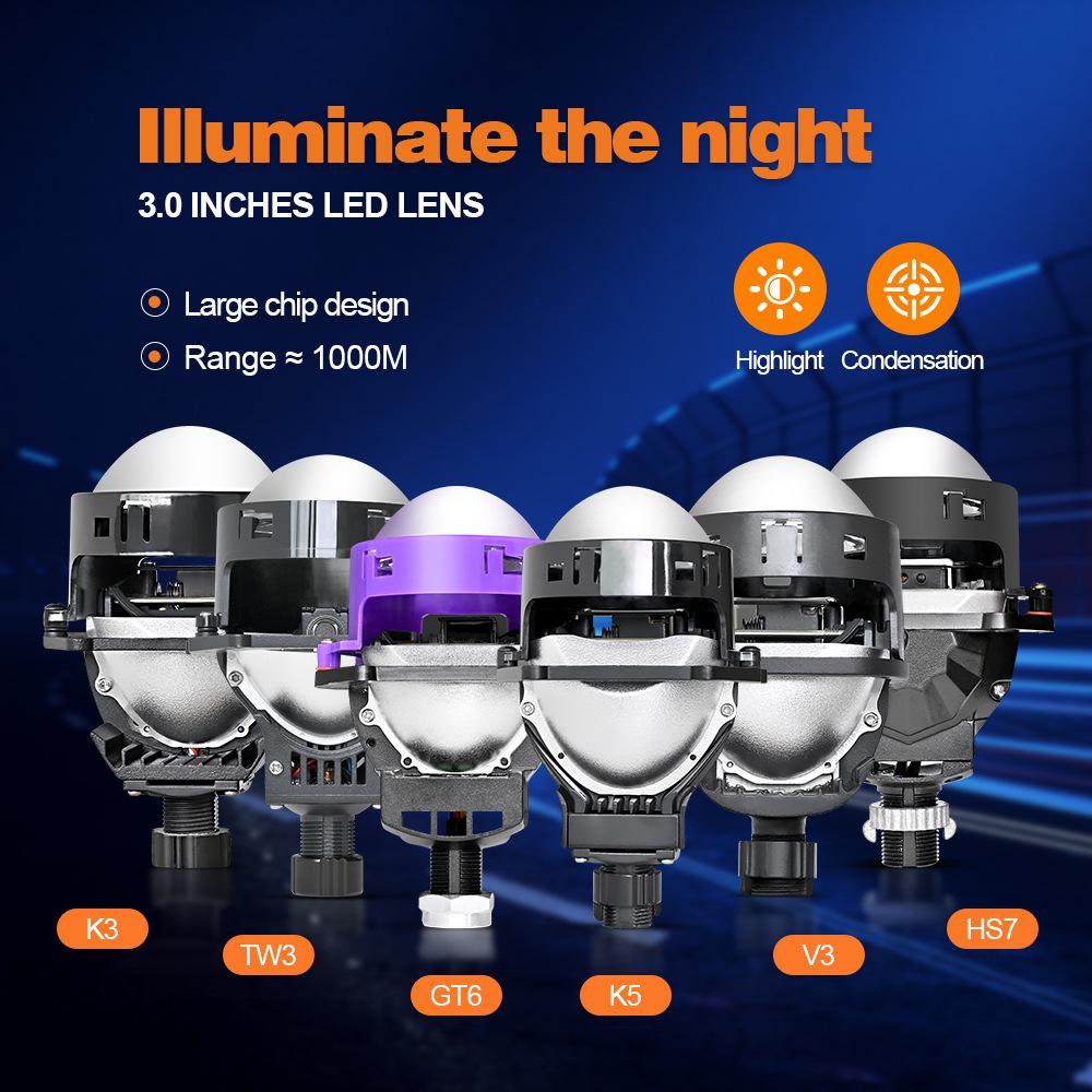 car led headlight 3-inch dual light lens 65w far and near integrated k5max h4 h7 h11 small sun laser type