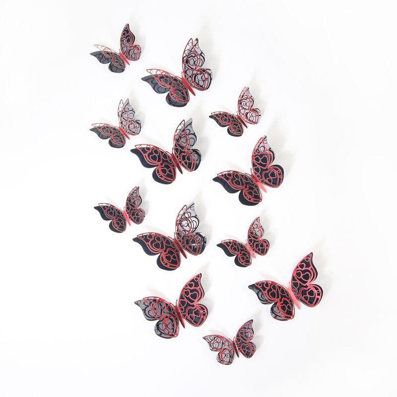 Double-layer hollowed-out simulated butterfly 3D stereoscopic garden butterfly decorations, festival party decoration stickers details Picture