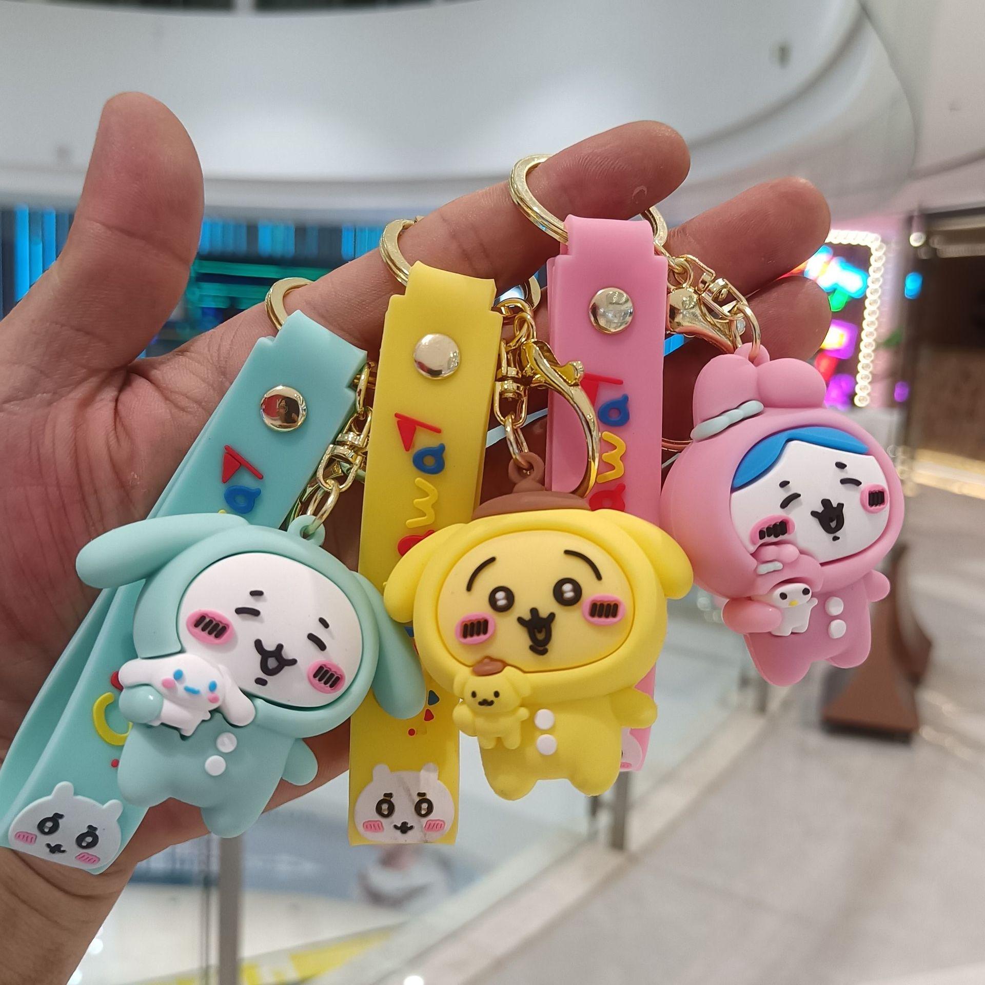 Cartoon Crossdressing Gika Wow Key Chain Chiikawa Doll Pendant Bag Ornaments Car Key Chain Wholesale