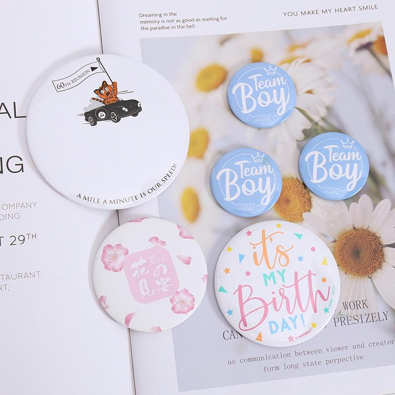 factory direct supply metal tinplate wrapping paper badge brooch making metal crafts souvenir brooch customization