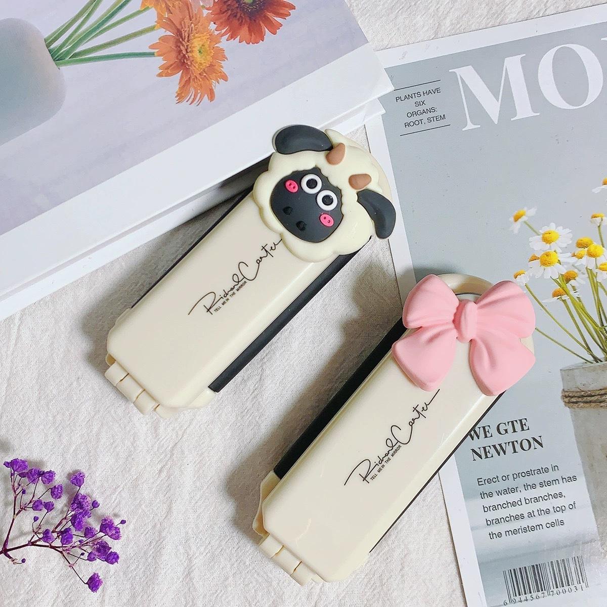 milk white comb folding comb portable portable folding mini airbag comb with mirror for women only mirror integrated comb
