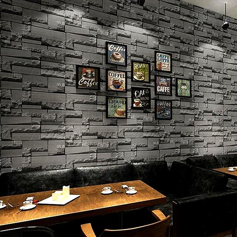 Cross-Border Retro Brick Pattern Brick Brick Wallpaper 3d Stereo Restaurant Barber Clothing Store Background Wall Gray Brick Wallpaper Specification drawing