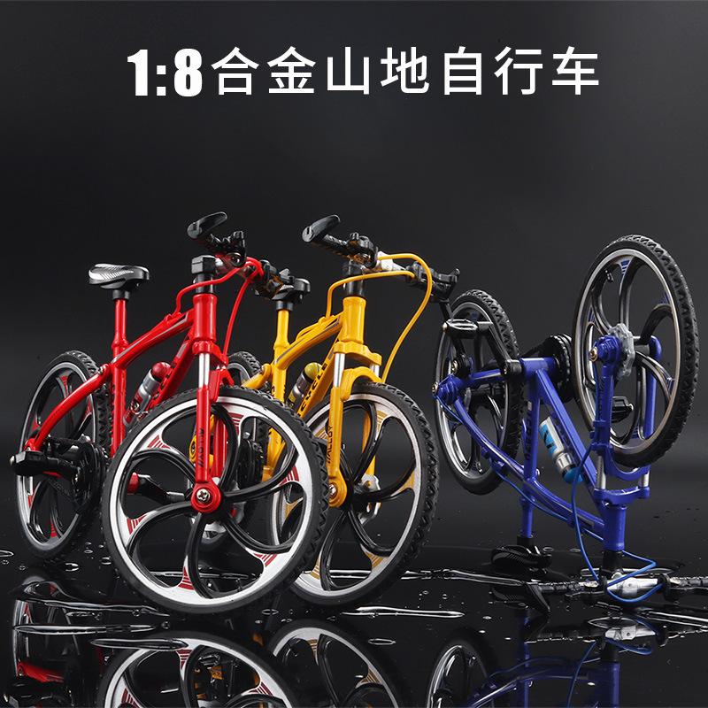 cross-border hot selling simulation 1:8 alloy mountain folding bike alloy model toy mountain bike model