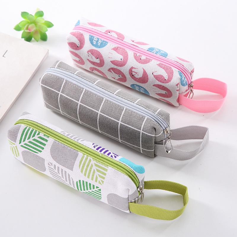 korean cartoon pattern canvas pen bag creative simple student stationery pack pencil bag school gift