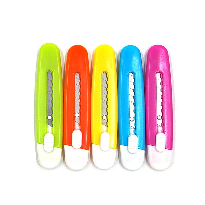 colored, small-sized paper cutter portable express unpacking knife office student wallpaper knife mini plastic pad pasting art knife details Picture
