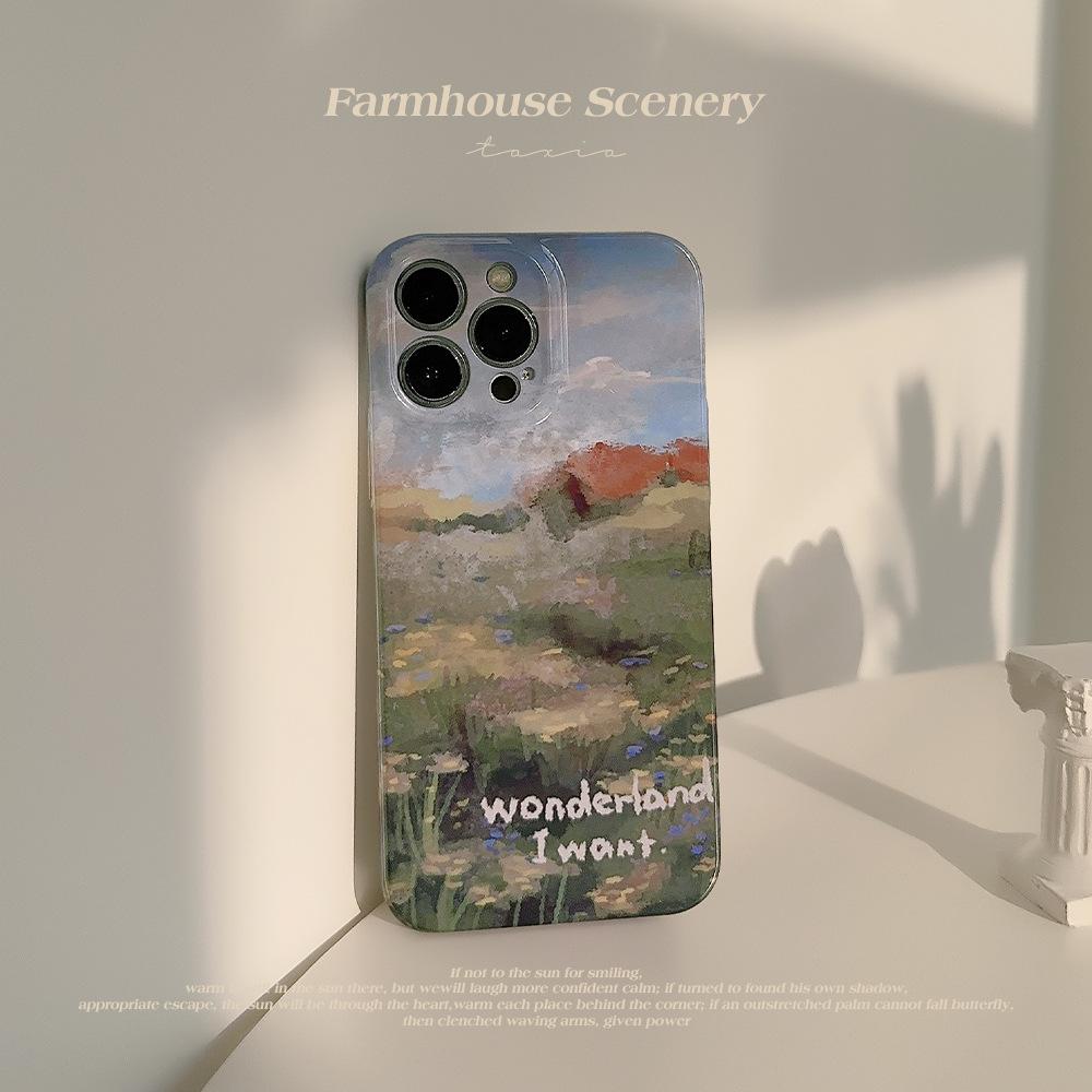 Oil Painting Garden 13 Suitable for Iphone14 Mobile Phone Shell for iPhone 11 Advanced 12 Film Shell 14promax Niche XS