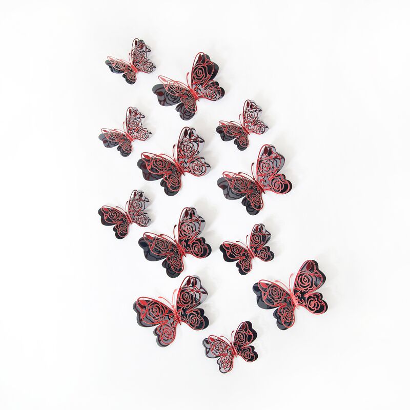 Double-layer hollowed-out simulated butterfly 3D stereoscopic garden butterfly decorations, festival party decoration stickers Specification image