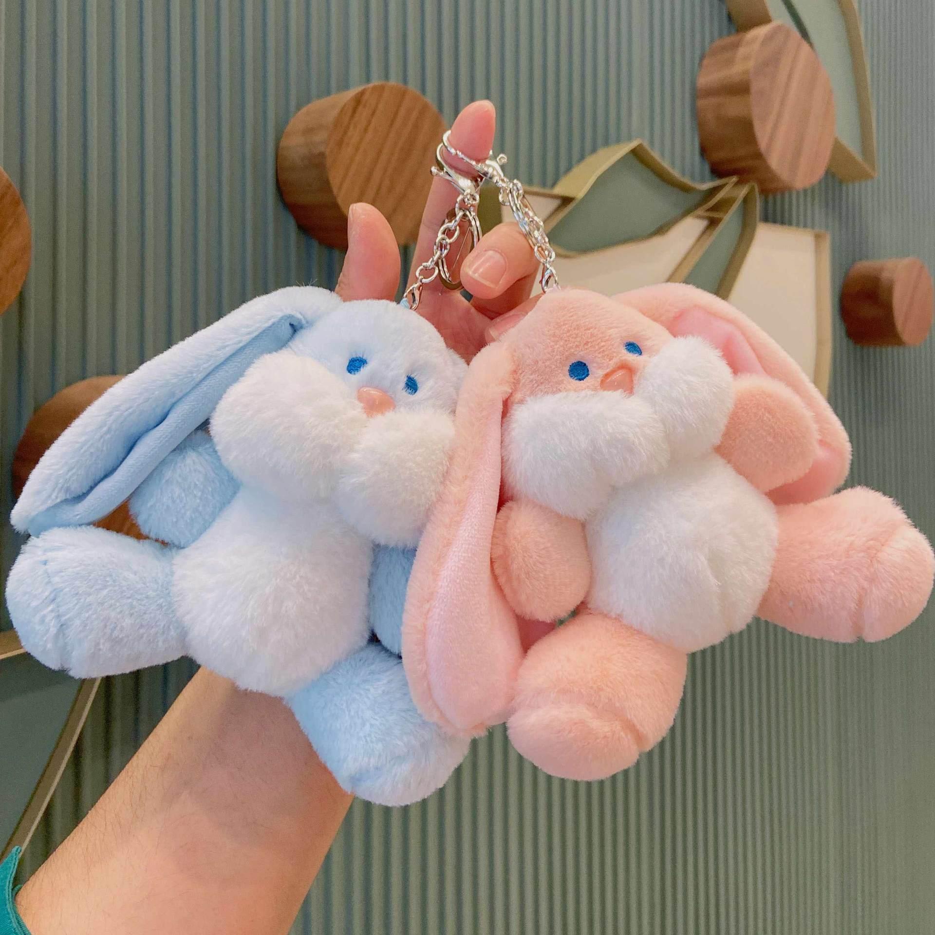 plush toy rabbit keychain wholesale cartoon doll doll bag package pendant cute schoolbag hanging ornament keychain