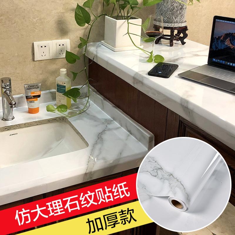 cross-border factory wholesale self-adhesive imitation marbling stickers waterproof oil-proof high temperature resistant kitchen furniture renovation wallpaper Specification drawing
