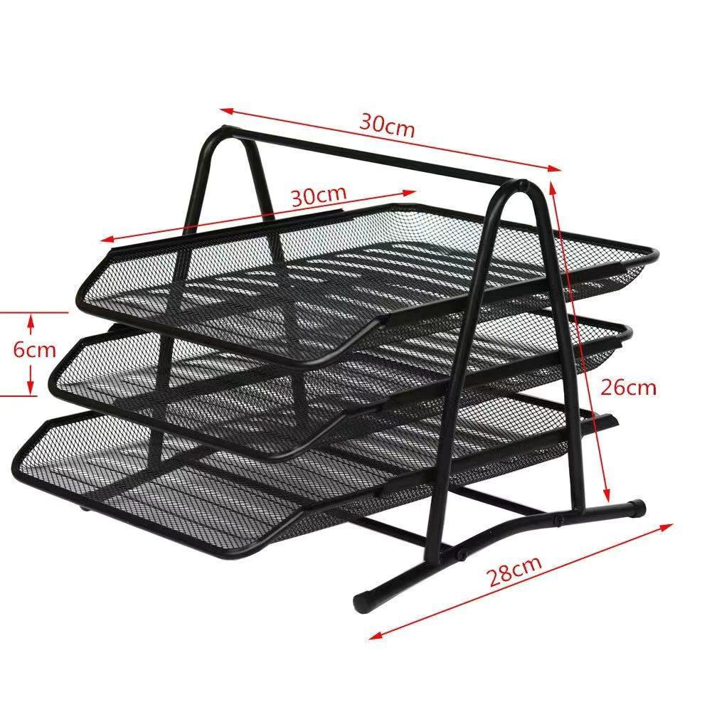 Wire Mesh Metal Three-Layer File Shelf Office Supplies Data Tray Storage Shelf File Tray Data Shelf Drawer Type