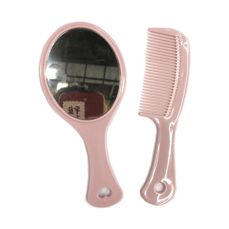 plastic portable color small handle mirror with comb small princess makeup mirror creative small mirror Application Scenario