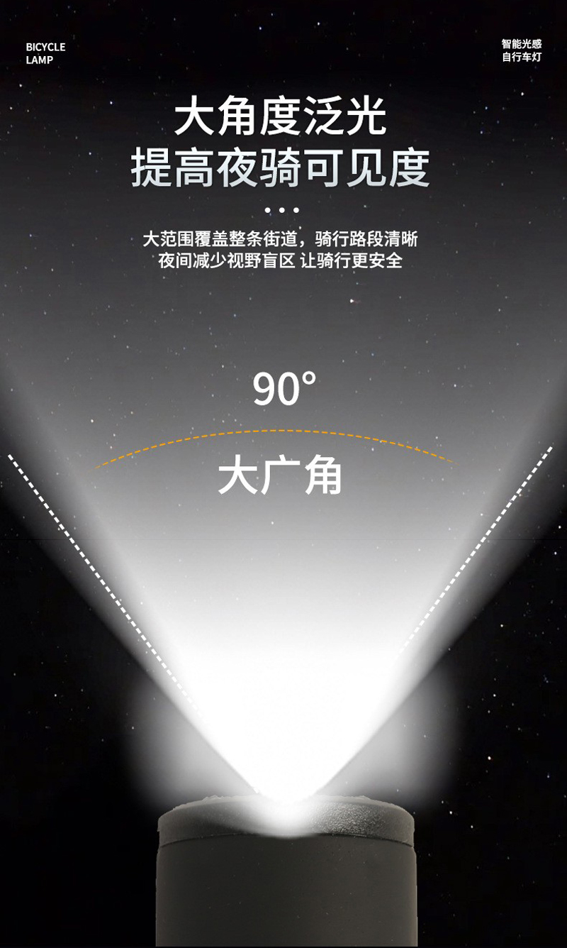 V70USB charging power display, light-controlled bicycle headlight, smart sensor bicycle headlight, night riding lighting, flashlight, headlight pic 6