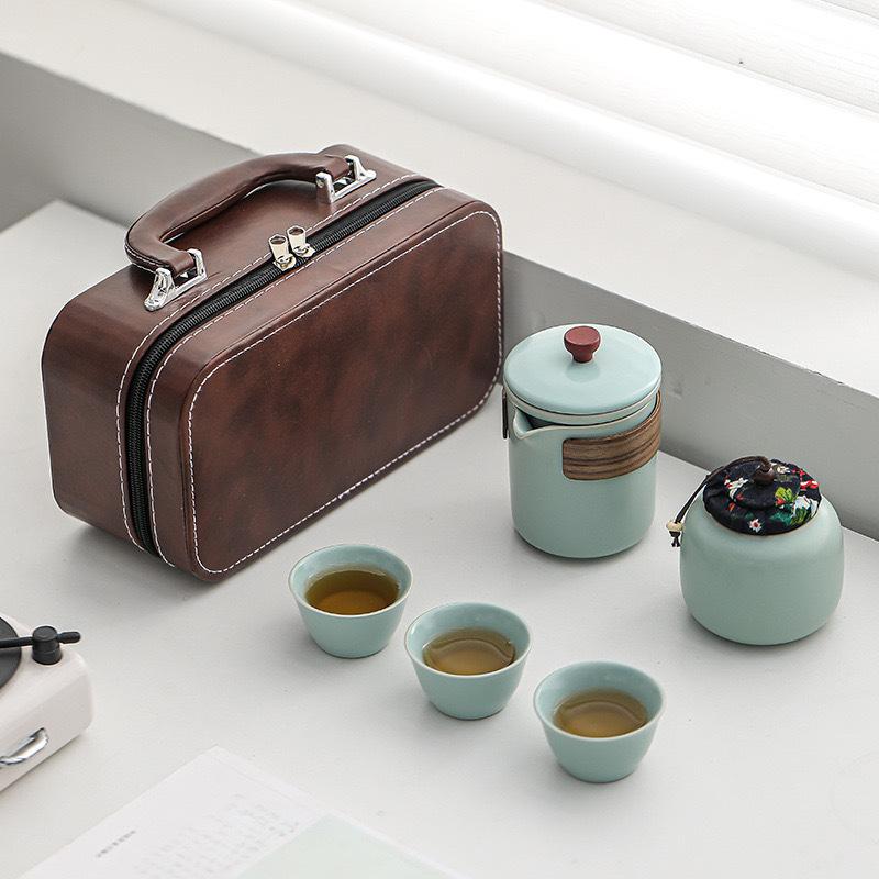 ru ware travel tea set quick cup outdoor camping portable kung fu tea set suit hand gift business gift