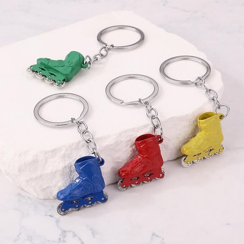 creative the skating shoes key chain metal car key ring pendant 3d simulation roller skates key chain key chain