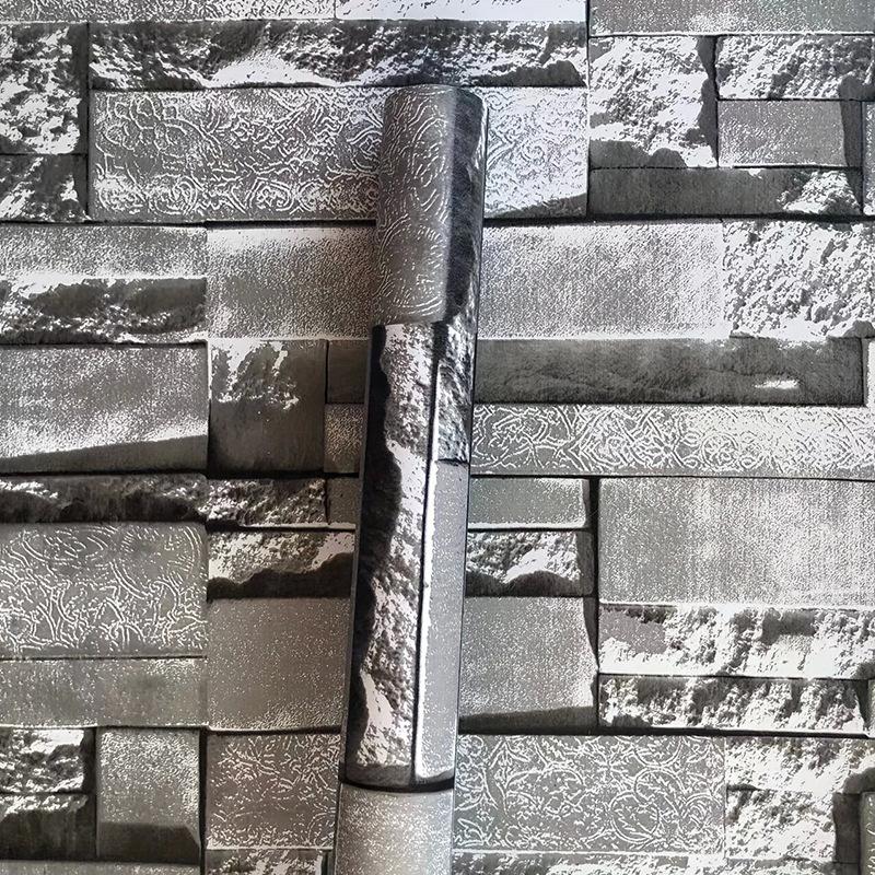 Cross-Border Retro Brick Pattern Brick Brick Wallpaper 3d Stereo Restaurant Barber Clothing Store Background Wall Gray Brick Wallpaper Item Picture