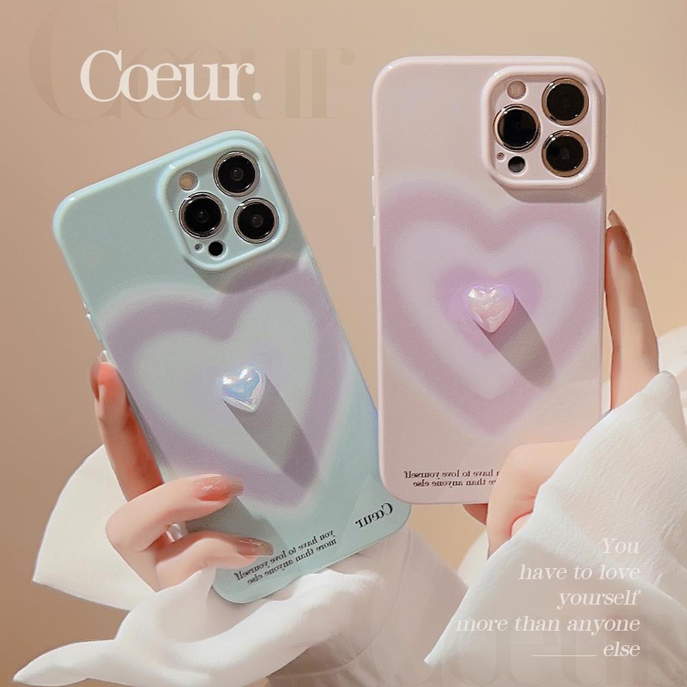 gradient electroplating love 15pro max mobile phone shell for iphone iphone14 for 11 stereo 12 generation 13pro