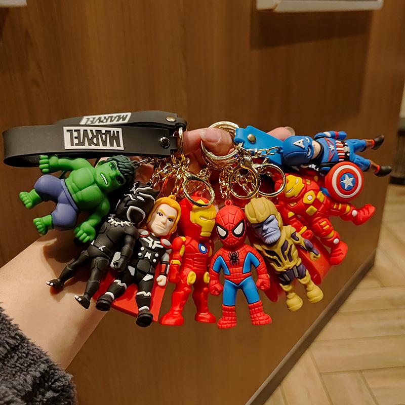 Avengers Spider-Man Keychain Exquisite Women's Bag Creative Pendant Soft Rubber Doll Couple Small Ornaments Key Chain