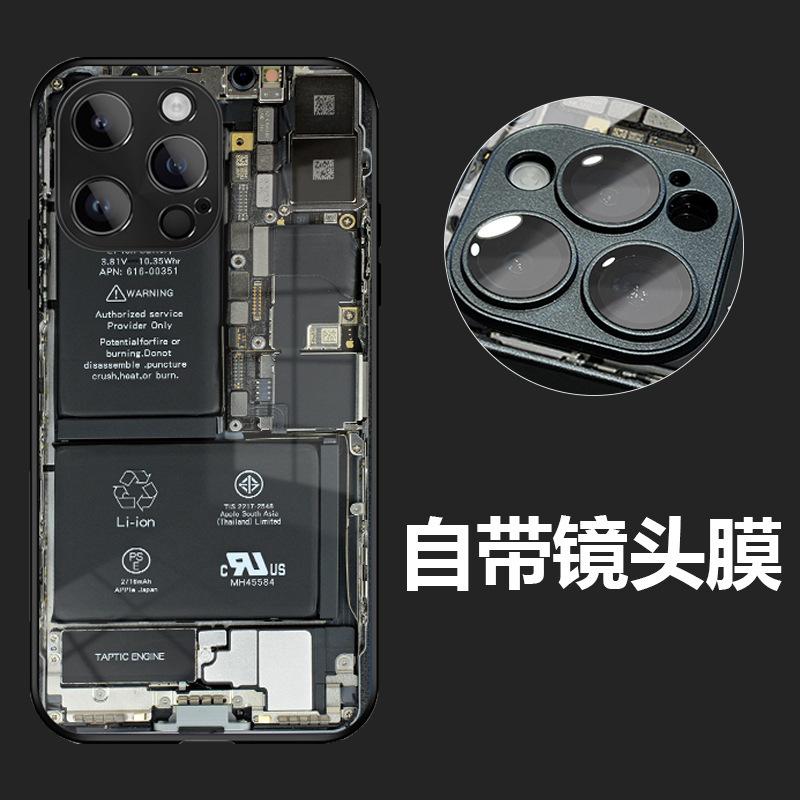 cross-border hot product creative circuit board mobile phone shell apple 15 lens film glass shell 14pm men's mobile phone shell 13pm