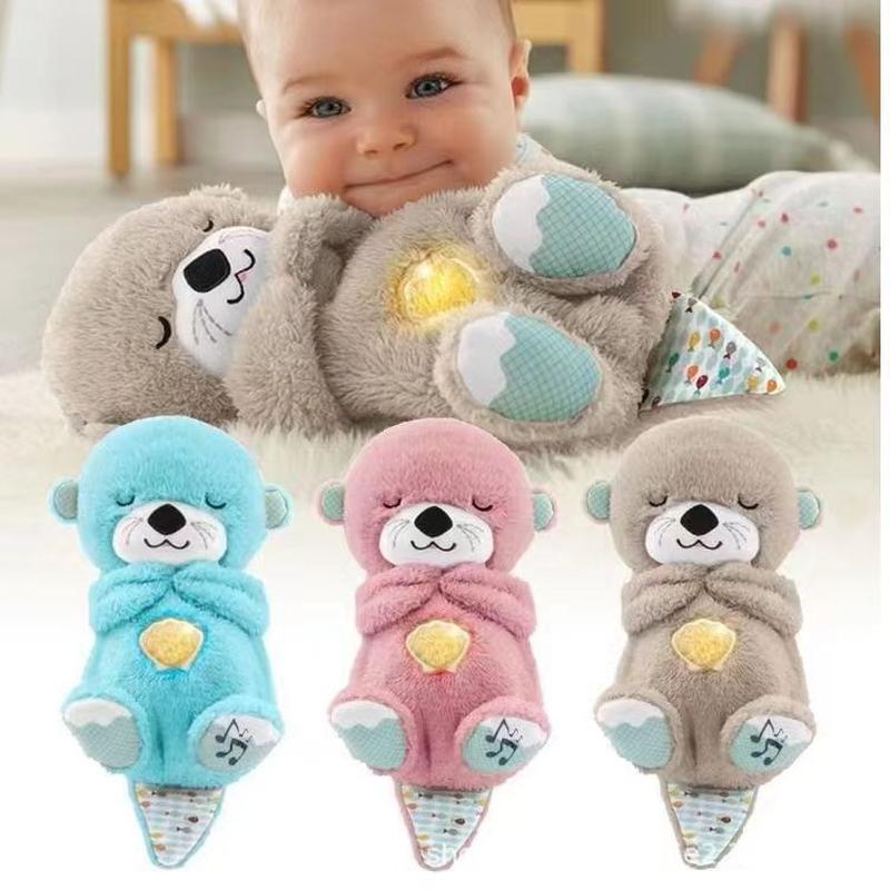 breathing bear otter newborn soothing sleeping doll children's accompanying doll soft breathing sleeping baby toy