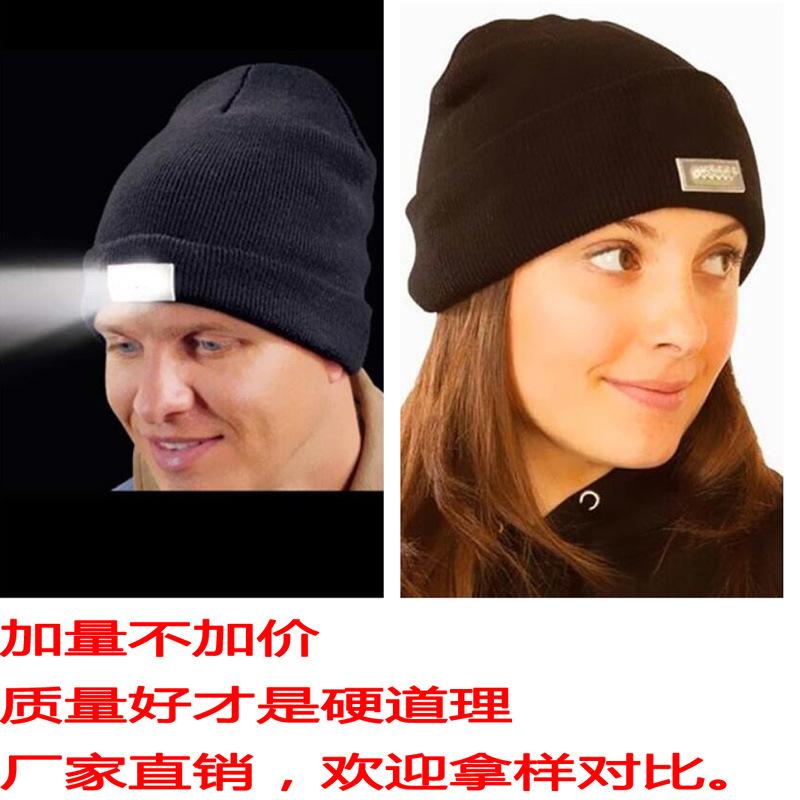 5led Light Emitting Knitted Hat Sunny Theory Warm Woolen Hat Mountaineering Camping Pullover Night for Hat Knitting Factory Direct Sales