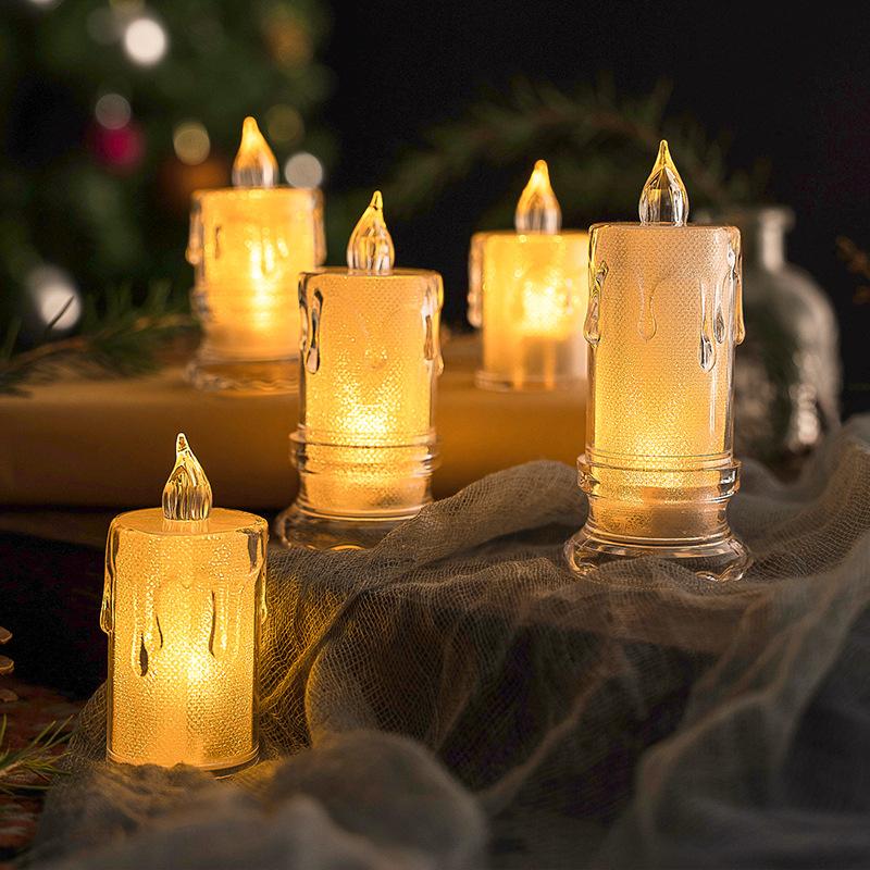 electronic candle led crystal luminous candle light simulation fake candle proposal birthday decorations arrangement transparent candle