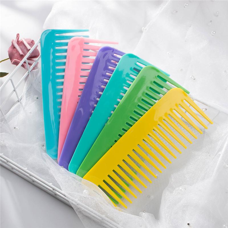 cross-border hot amazon rectangular wide-tooth comb plastic comb hair massage hair tidying comb logo details Picture
