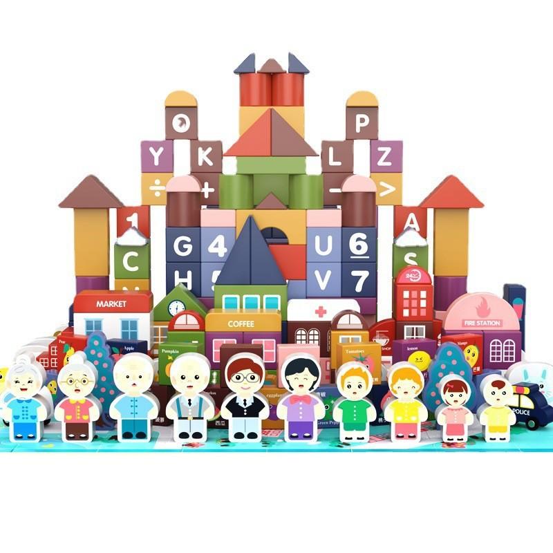 building blocks for infant wood assembly baby toys 1 intelligence-benefiting 2-year-old 3 large particles 6 boys and girls brain-moving early education