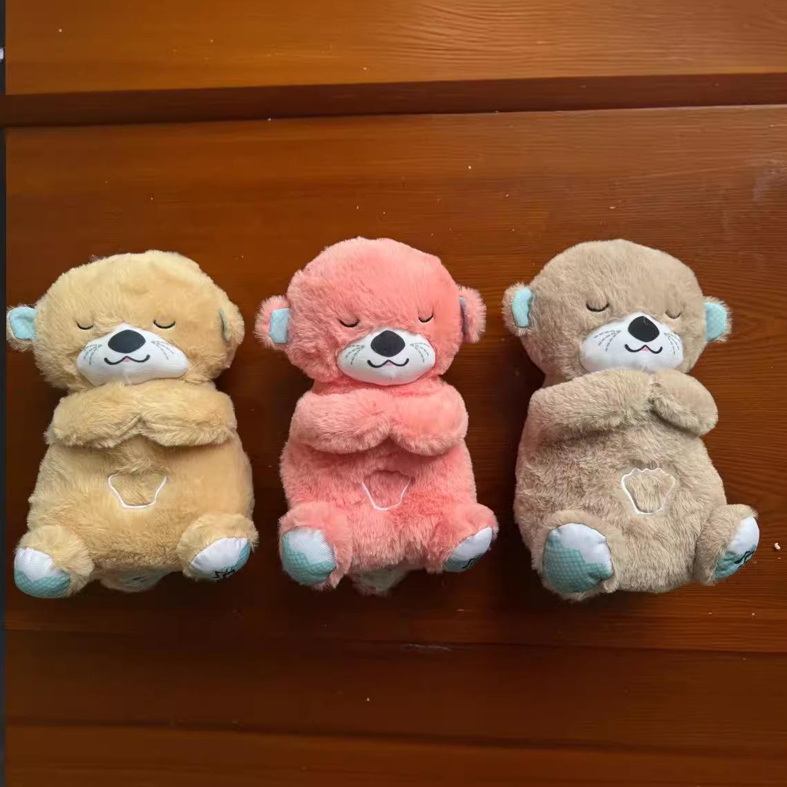 breathing bear otter plush doll baby toy baby soothing accompany sleeping music kaola hair doll