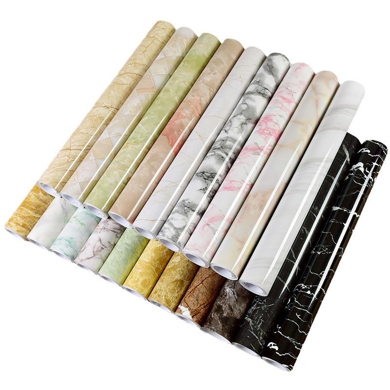 cross-border factory wholesale self-adhesive imitation marbling stickers waterproof oil-proof high temperature resistant kitchen furniture renovation wallpaper Item Picture