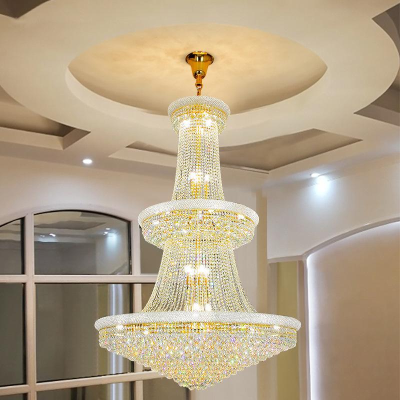 European-Style Crystal Chandelier Living Room Headlight Modern Luxury High-End Chandelier Duplex Building Empty Villa Chandelier