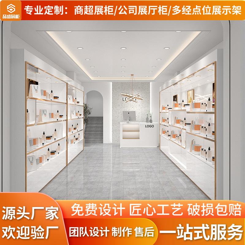 customized high-end cosmetics beauty salon paint with light display cabinet exhibition hall products showcase wanda nail art shelf