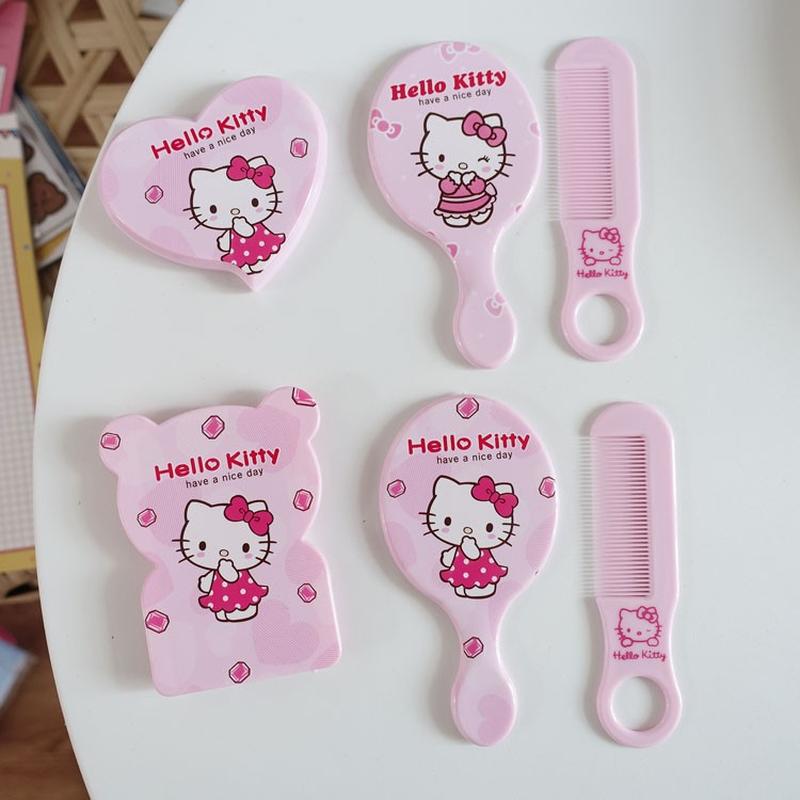 cartoon  small mirror small comb cute folding makeup comb mirror set portable mirror and comb portable mirror comb