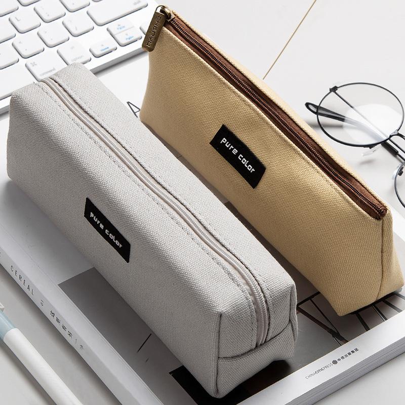 canvas pen bag large capacity high school students simple stationery box pencil box boys primary school students lovely pencil box female ins