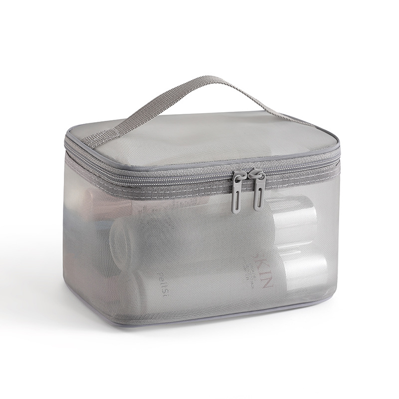 2024 New nylon mesh single and double layer makeup bag, large-capacity portable mesh toiletry bag, cosmetics storage bag detail image 13