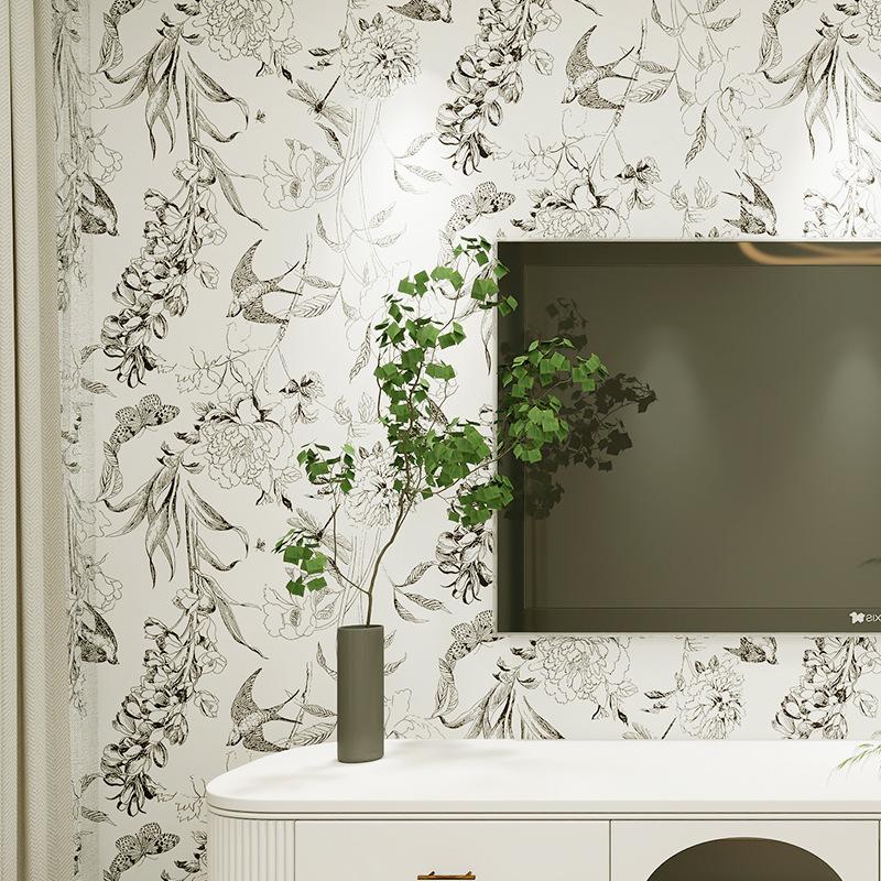 bathroom waterproof wallpaper self-adhesive bathroom wall cabinet kitchen oil-proof color-changing renovation paper french retro wallpaper
