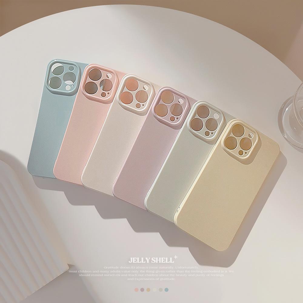 INS Style Solid Color Iphone15 Mobile Phone Shell for iPhone 14pro Max for 13 Macarons 12 Dopamine 11 Soft