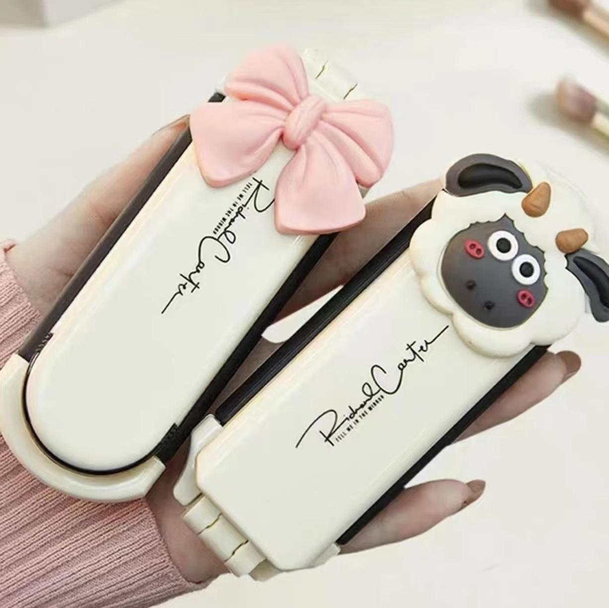 small comb milky white mb portable portable mini folding airbag comb women's bangs special folding with mirror full figure