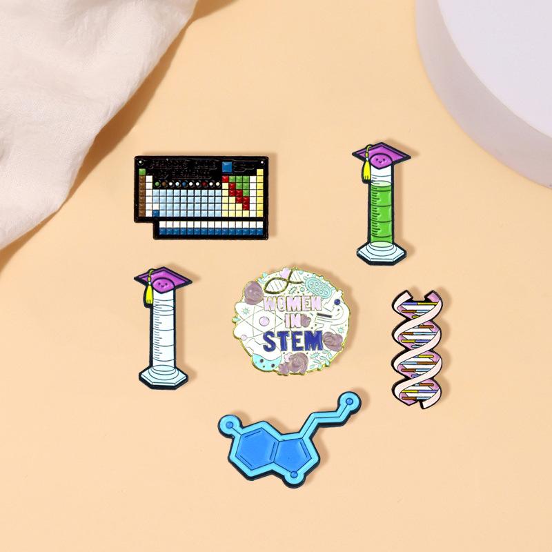 creative chemistry series brooch cartoon chemical molecular element periodic table measuring cylinder badge versatile clothing accessories
